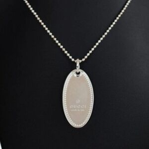 Gucci Silver Oval Pendant Necklace/ NEW/ UNISEX
